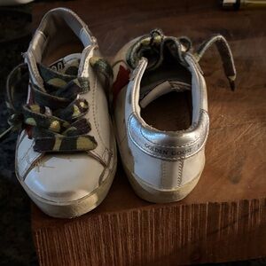 Golden Goose Kids White Sneakers with Silver and Camouflage Accents